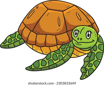 Mother Turtle Cartoon Colored Clipart Illustration