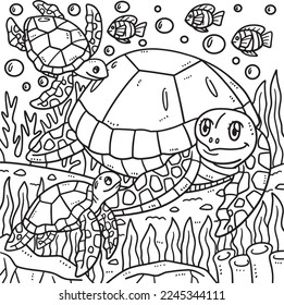 Mother Turtle and Hatchling Coloring Page for Kids