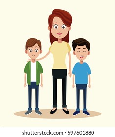 mother with two boys relation