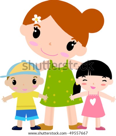 mother and two children