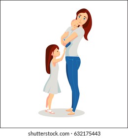 Mother with two children girl and boy vector illustration 