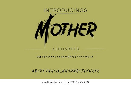 Mother Vector Illustration Grunge Horror Typographie. Hand Made Brush Font.