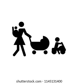 Mother walking with three babies icon vector icon. Simple element illustration. Mother walking with three babies symbol design. Can be used for web and mobile.