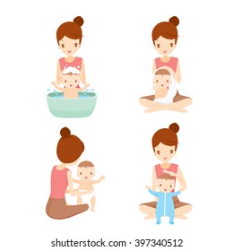 Mother Washing Baby Set, Bathing, Cleaning, Mother's Day