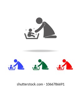 Mother washing her child 's with love illustration icon. Elements of family multi colored icons. Premium quality graphic design icon on white background