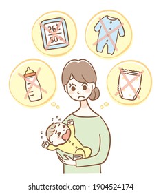 A mother who doesn't know why her baby cries