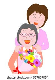 Mother who was given the bouquet of thanks.