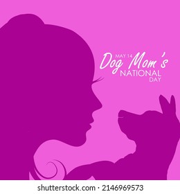  A mother who loves her pet dog on pink background, National Dog Mom’s Day May 14