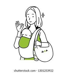 A mother who takes childcare with a smile.