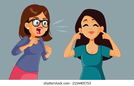 
Mother Yelling At Her Teenage Daughter Vector Cartoon Illustration. Mom And Teenager Girl Having A Family Argument Using A Negative Discourse 
