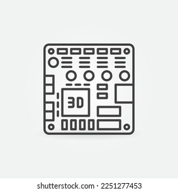 Motherboard für 3D-Drucker, Vektorsymbol oder Symbol im Rahmenstil
