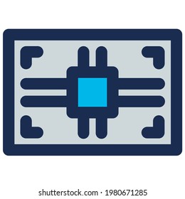 Motherboard Computer Component in Color Filled Outline Icon