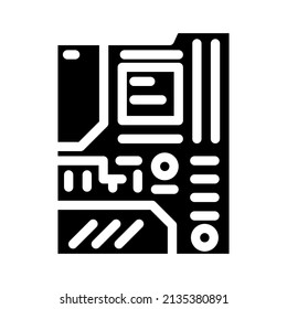 vector de icono de glifo del equipo de la motherboard. signo del equipo de la motherboard. símbolo de contorno aislado ilustración negra