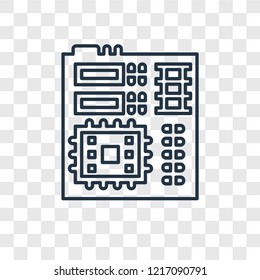 Motherboard concept vector linear icon isolated on transparent background, Motherboard concept transparency concept in outline style