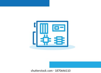 Motherboard, Devices flat line icons set vector illustrations. Computer Accessories Outline minimal signs for electronic store. Pixel perfect