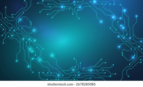 Fondo abstracto digital de la placa base. Diseño de textura de tecnología de placa de circuito AI. Semiconductor y procesador de computadora en concepto de Plantilla de Anuncios tecnológicos. Ilustración vectorial