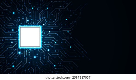 Motherboard digital chip. Circuit board design background. High-tech technology background