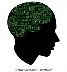 motherboard of the human mind,  Isolated over background and groups, vector ILLUSTRATION