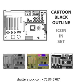 Motherboard icon in cartoon style isolated on white background. Personal computer symbol stock vector illustration.