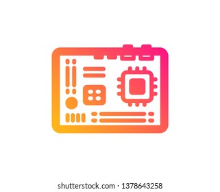 Motherboard icon. Computer component hardware sign. Classic flat style. Gradient motherboard icon. Vector
