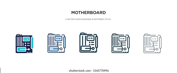 motherboard icon in different style vector illustration. two colored and black motherboard vector icons designed in filled, outline, line and stroke style can be used for web, mobile, ui