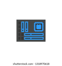 motherboard icon flat style vector illustration. computer hardware and accessories