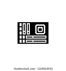 motherboard icon glyph or solid style vector illustration. computer hardware and accessories
