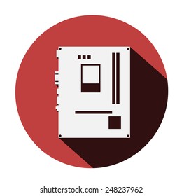 motherboard icon long shadow - vector