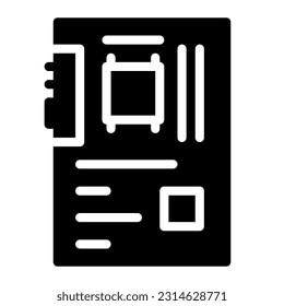 motherboard icon vector designed in detailed solid glyph style (64px artboard)