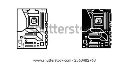 Motherboard icons in outline and fill. vector illustration for ui.