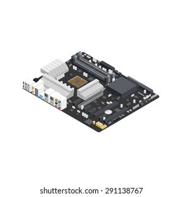 Motherboard Isometric Detailed Icon Vector Graphic Illustration