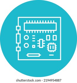 Motherboard line circle icon vector image. Can also be used for web apps, mobile apps and print media.