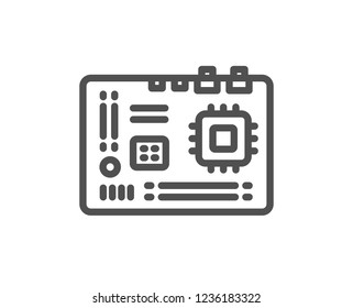 Motherboard line icon. Computer component hardware sign. Quality design flat app element. Editable stroke Motherboard icon. Vector