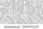 Motherboard pattern of computer circuit board, vector seamless background. Motherboard or circuit board pattern of microchip or PC computer chip technology and chipset processor circuit lines