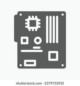 motherboard pc icon flat style in black color