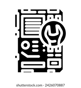 motherboard repair computer glyph icon vector. motherboard repair computer sign. isolated symbol illustration