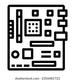 Motherboard square shape layout line icon, electronics concept, microchip fragments vector sign on white background, outline style icon for mobile concept and web design. Vector graphics