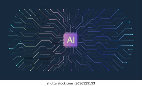 Motherboard technology abstract texture design. Creative idea AI banner concept for internet technology. Software coding. Digital concept for poster, cover, banner, header, web, presentation template