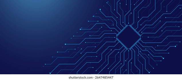 Motherboard technology abstract texture design. Creative idea AI banner concept for internet technology. Software coding. Digital concept for poster, cover, banner, header, web, presentation template