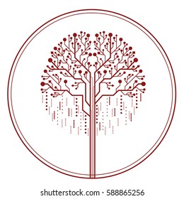 Motherboard tree circle logo for virtual business