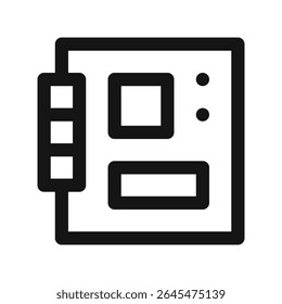 Motherboard UI icon, desktop pc mainboard simple line user interface vector symbol
