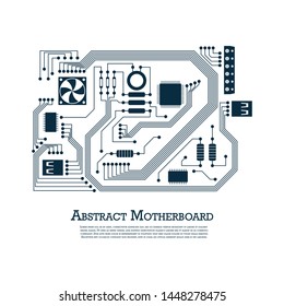 Motherboard. Vector. Abstract background of electronic board.