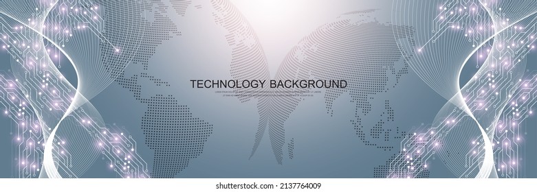 Motherboard vector background with circuit board electronic elements. Electronic texture for computer technology, engineering concept. Motherboard computer generated abstract illustration.
