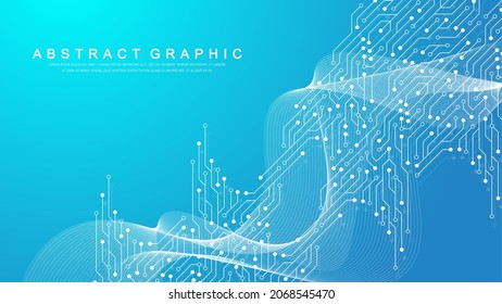 Motherboard vector banner template with circuit board electronic elements. Electronic texture for computer technology, engineering concept. Motherboard computer generated abstract illustration.