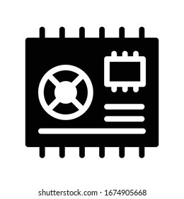 icono plano de glifo vectorial de la motherboard 