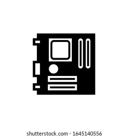 Motherboard-Vektorillustration-Symbol auf schwarz-weißem Hintergrund