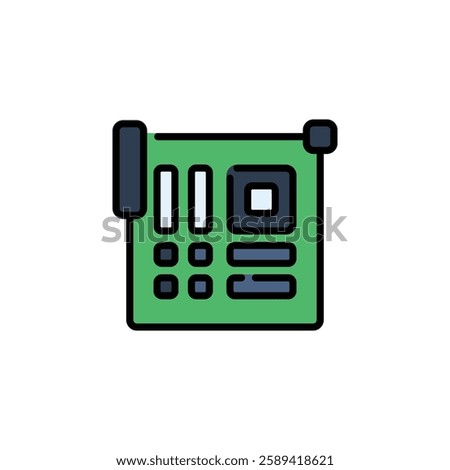 motherboard vector icon filled line style. perfect use for logo, presentation, website, and more. modern icon design color outline style