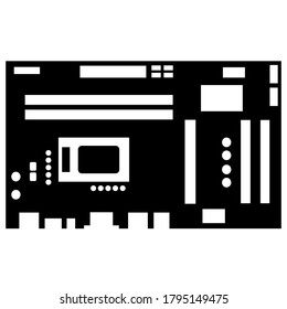 Motherboard. Vector icon of motherboard for pc.