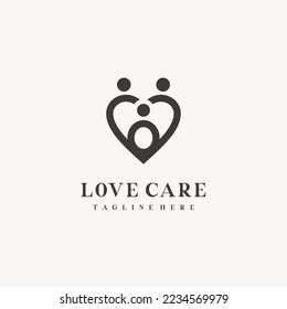 Mothercare, care foundation, healthcare line art minimalist logo design with infinity love vector