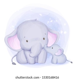 Motherhood Animal Elephant and Baby